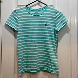 Ralph Lauren Blue and White Striped Short Sleeve T-shirt